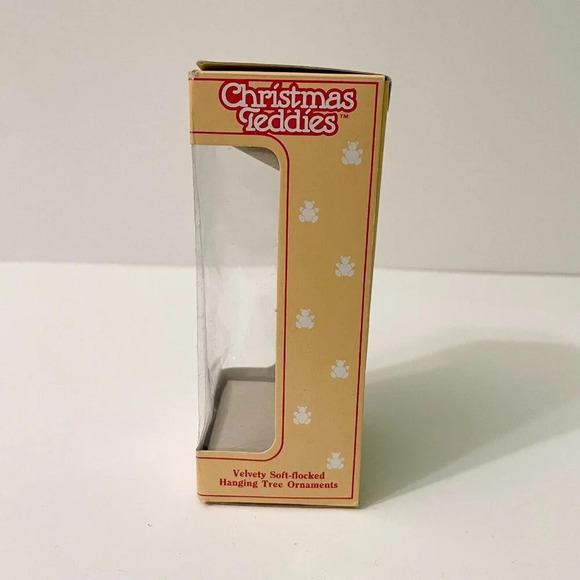 Vintage Jasco Flocked Velvet Christmas Teddies 4 Inch Hanging Tree Ornament - Picture 16 of 16